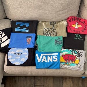 (10) RVCA, VISSLA, Vans, VSTR, Billabong, Adidas Tees